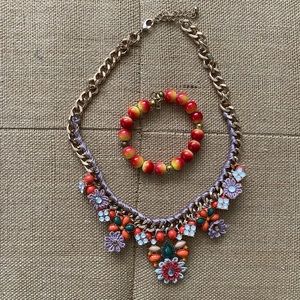Crochet Floral Necklace & Bracelet Bundle